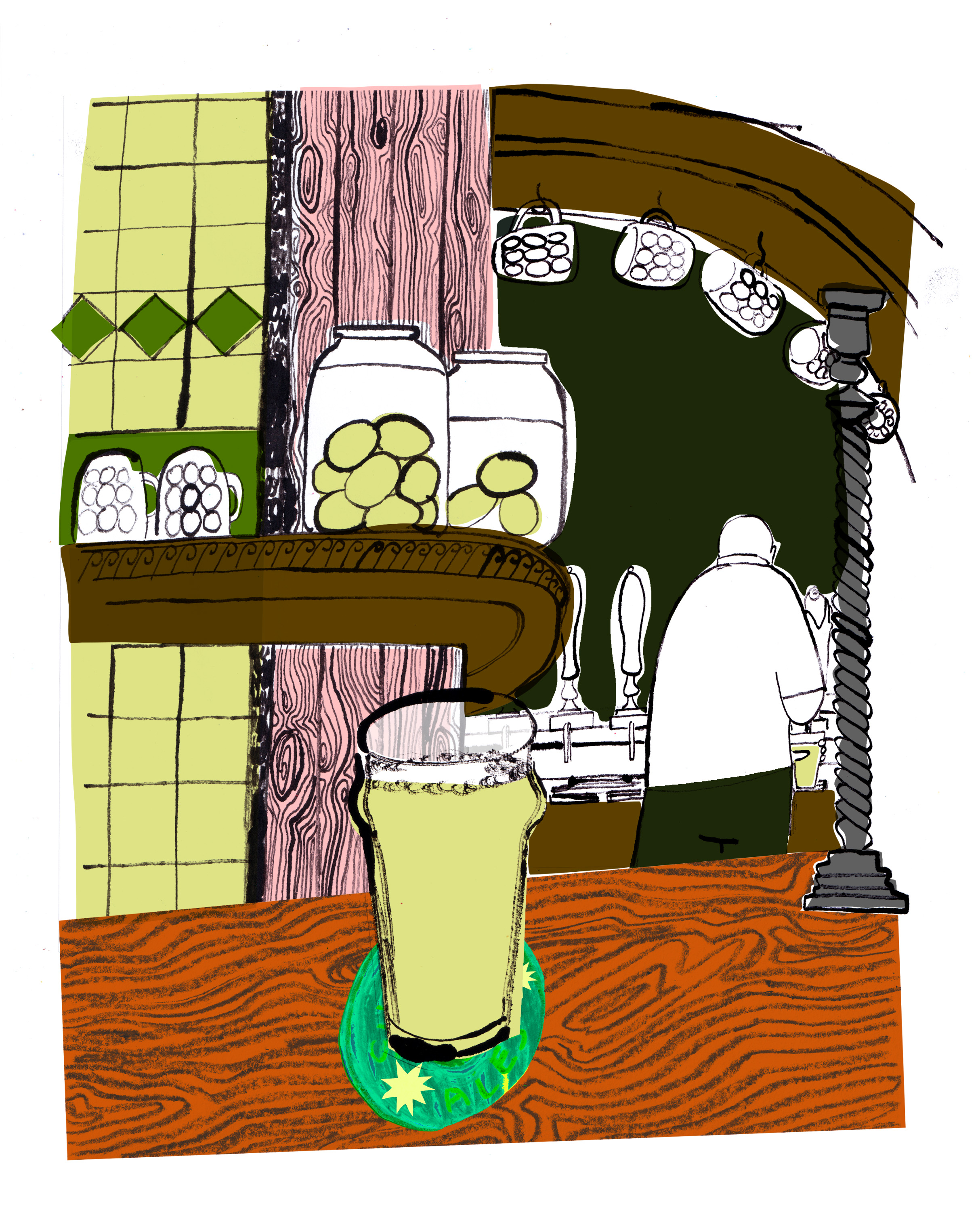 Pickled eggs on the bar of The Haunted Hare